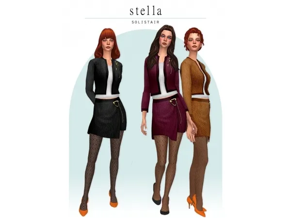 Maxis Match Stella Blazer Skirt and Leggings by solistair - The Sims 4 Custom Content