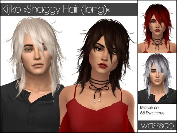 Alpha wasssabi's Retexture 'Shaggy Hair' Mesh needed - The Sims 4 Custom Content