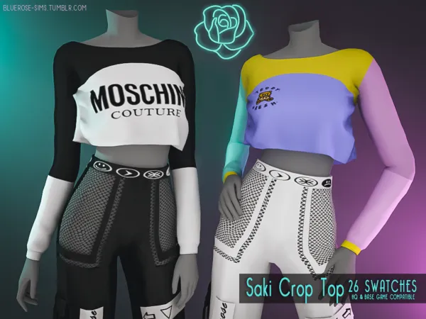 Alpha Saki Semi Transparent Crop Top - The Sims 4 Custom Content
