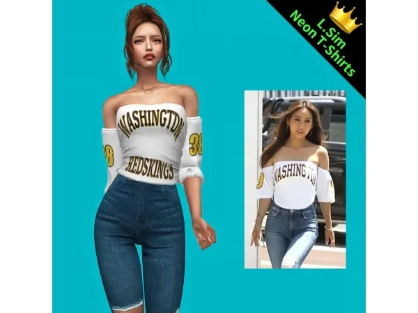 Alpha LSim female hyori T Shirt by simsfinds - The Sims 4 Custom Content