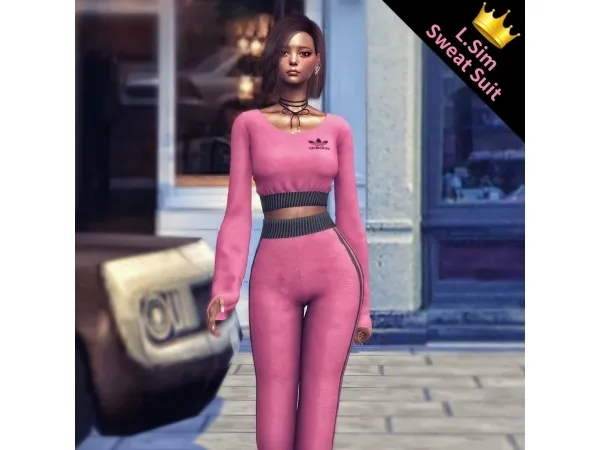 Maxis Match LSim female Sweat Suit by simsfinds - The Sims 4 Custom Content