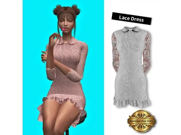 Alpha LSim female Lace Dress by simsfinds - The Sims 4 Custom Content