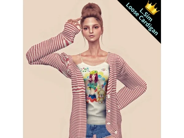 Alpha LSim Female Loose Cardigan by simsfinds - The Sims 4 Custom Content