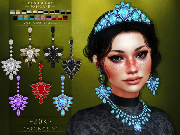 Alpha Blahberry Pancake 20K Earrings V1 - The Sims 4 Custom Content