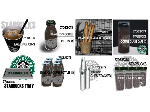 77objects Starbucks Set - The Sims 3 Custom Content