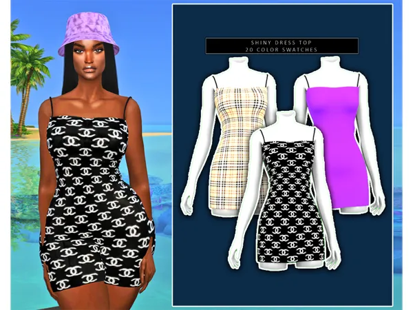 Alpha DORIFIC_SHINY DRESS TOP - The Sims 4 Custom Content