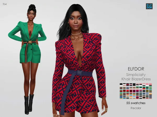 Alpha Simpliciaty Khair Blazer Dress RC - The Sims 4 Custom Content