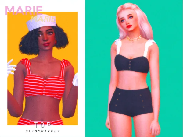 Mix marie bikini top ( ) - The Sims 4 Custom Content