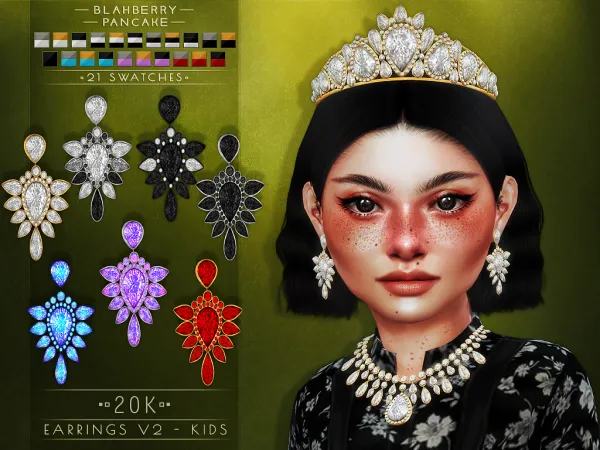 Alpha Blahberry Pancake 20K Earrings V2 KIDS VERSION - The Sims 4 Custom Content