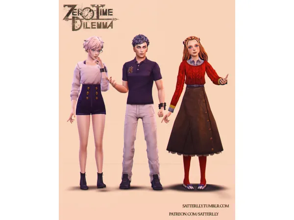 Alpha Zero Time Dilemma D Team Outfits - The Sims 4 Custom Content