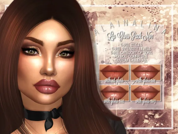 Alpha Lip Gloss Pack No1 - The Sims 4 Custom Content