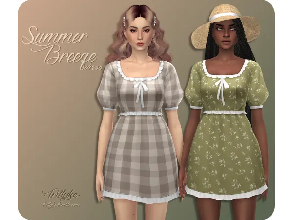 Maxis Match Summer Breeze Dress by trillyke - The Sims 4 Custom Content