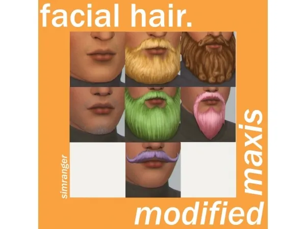 Maxis Match qwertysims' Modified Maxis Palette DLC Facial Hair by simranger - The Sims 4 Custom Content