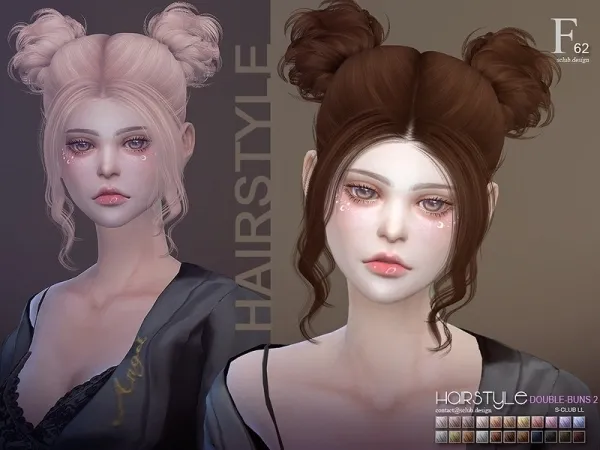 Alpha S Club's sclub_ts4_hair_n62_buns - The Sims 4 Custom Content