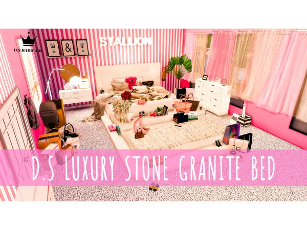 Alpha DS LUXURY STONE GRANITE BED - The Sims 4 Custom Content