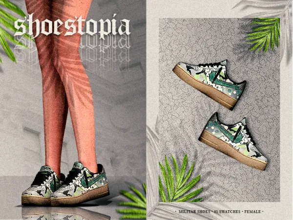 Alpha shoestopia militar shoes - The Sims 4 Custom Content