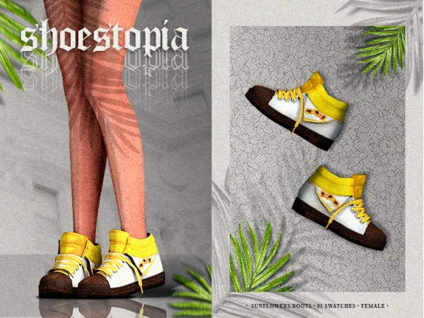 Alpha shoestopia sunflowers shoes by shoestopia - The Sims 4 Custom Content