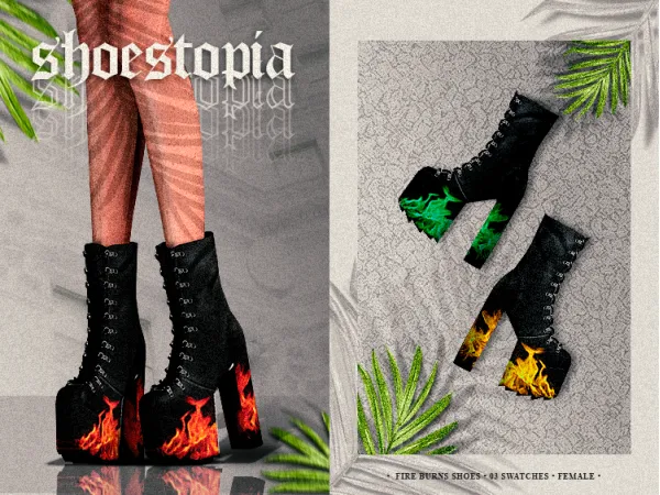 Alpha shoestopia fire burns boots by shoestopia - The Sims 4 Custom Content