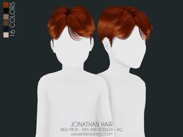 Alpha JONATHAN HAIR KIDS AND TODDLER - The Sims 4 Custom Content