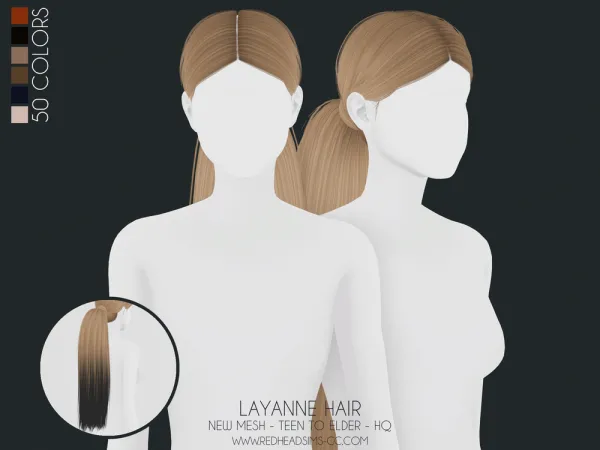 Alpha LAYANNE HAIR by redheadsims - The Sims 4 custom content