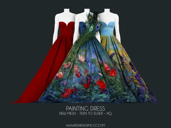 Alpha PAINTING DRESS - The Sims 4 Custom Content