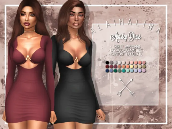 Alpha Ainsley Dress - The Sims 4 Custom Content