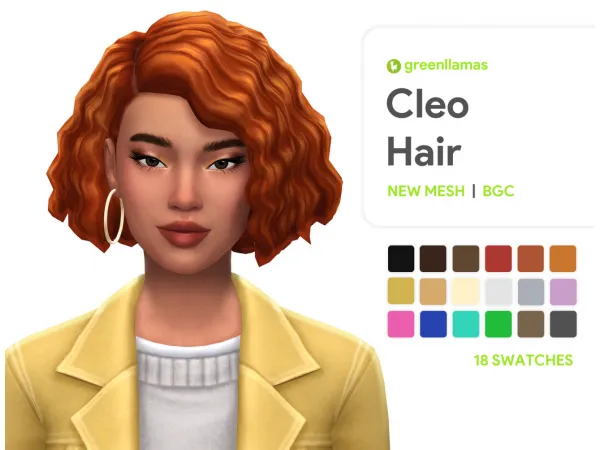 Maxis Match Cleo Hair greenllamas - The Sims 4 Custom Content