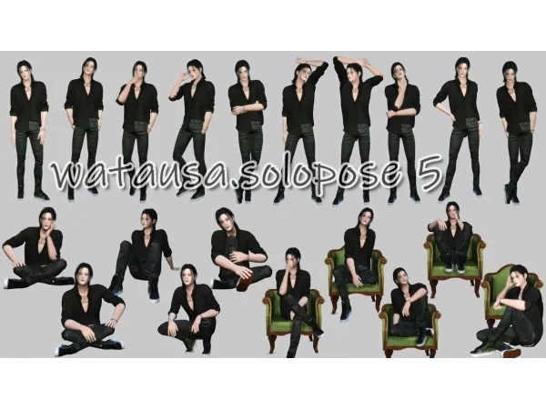 Alpha 20 Male Solo Poses by watausa - The Sims 4 Custom Content