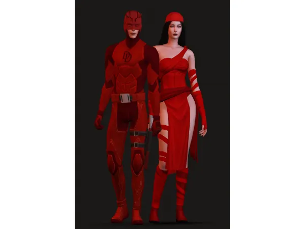 Alpha Daredevil and Elektra by plazasims - The Sims 4 Custom Content