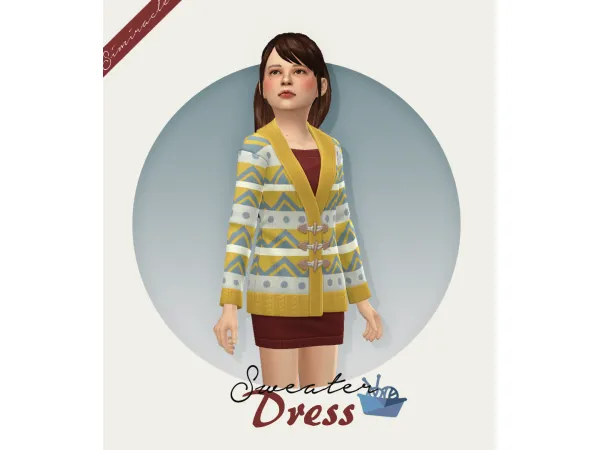 Maxis Match Sweater Dress Kids Version - The Sims 4 Custom Content