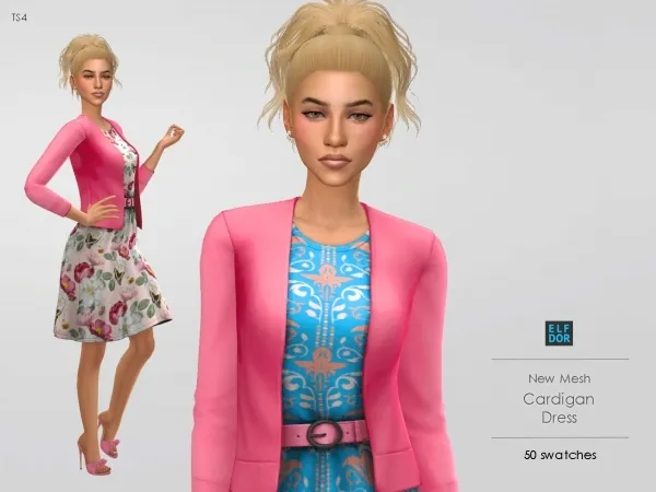 Maxis Match Cardigan Dress by elfdor - The Sims 4 Custom Content