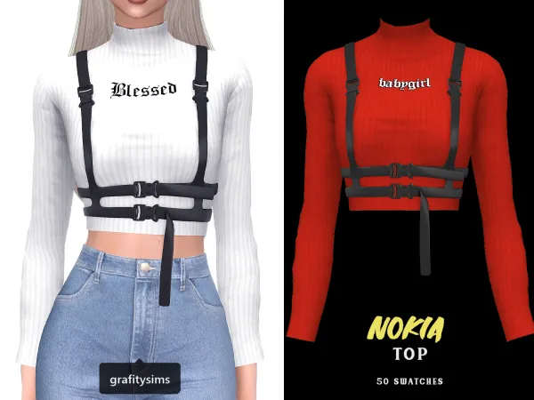 Alpha Nokia Top by grafity-cc - The Sims 4 Custom Content