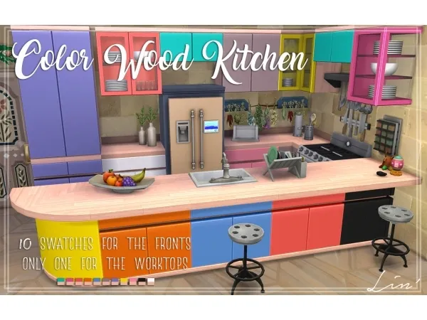 Maxis Match Color Wook Kitchen - The Sims 4 Custom Content