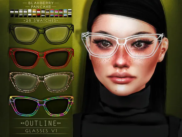 Alpha Outline Glases V1 (unisex) - The Sims 4 Custom Content