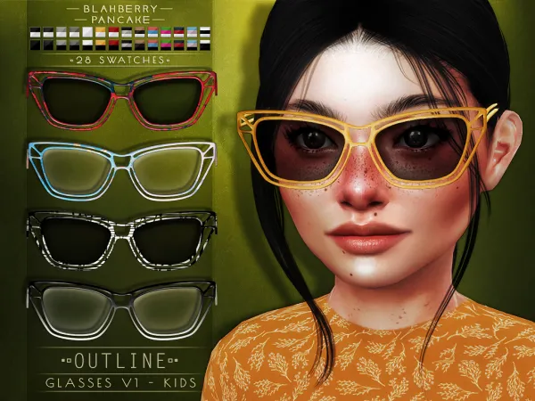 Alpha Outline Glases V1 KIDS - The Sims 4 Custom Content