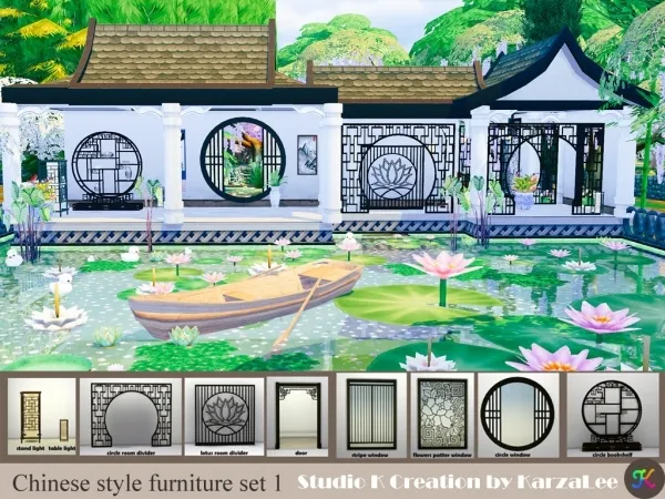 Maxis Match Chinese style furniture set 1 - The Sims 4 Custom Content