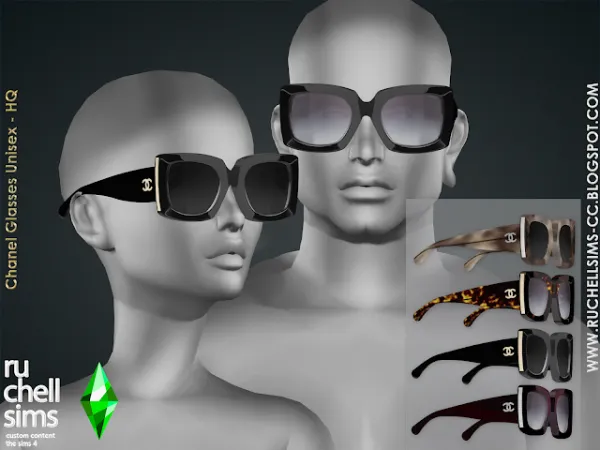 Alpha CHANEL GLASSES UNISEX by ruchellsims - The Sims 4 custom content