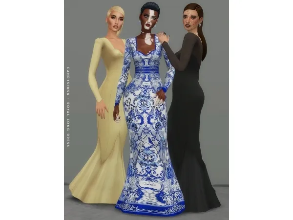 Maxis Match ROYAL LONG DRESS by simsfinds - The Sims 4 Custom Content
