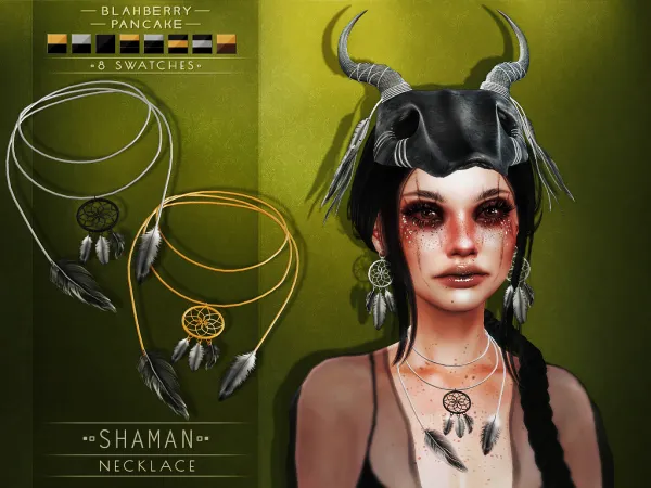 Maxis Match Blahberry Pancake Shaman Necklace (female) - The Sims 4 Custom Content