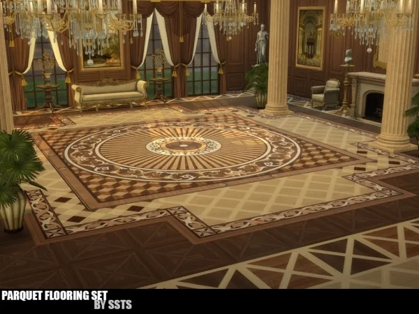 Maxis Match PARQUET FLOORING SET by SSTS - The Sims 4 Custom Content