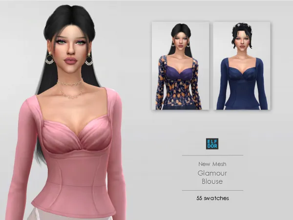 Maxis Match Glamour Blouse Mesh Edit - The Sims 4 Custom Content
