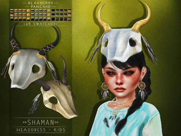 Maxis Match Blahberry Pancake Shaman Headdress KIDS - The Sims 4 Custom Content