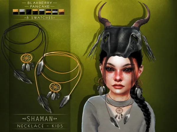 Alpha Blahberry Pancake Shaman Necklace KIDS - The Sims 4 Custom Content