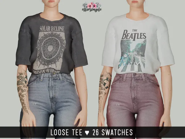 Alpha Elliesimple Loose Tee - The Sims 4 Custom Content