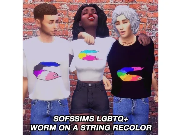 Maxis Match SOFSSIMS LGBTQ WORM ON A STRING RECOLOR - The Sims 4 Custom Content