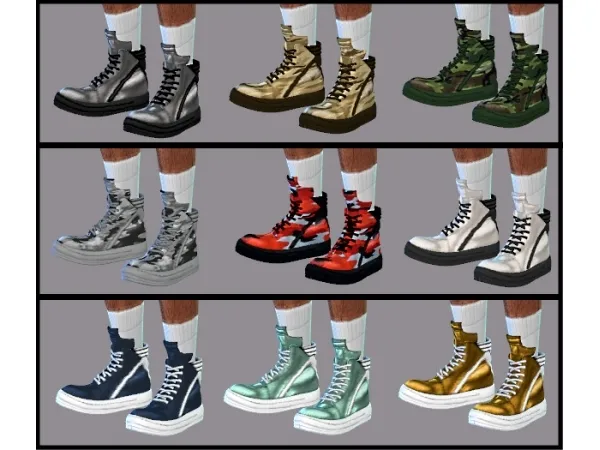 Mix Recolors of TDSu2019s Stussy Nike Air Zoom and Rick Owens Geobasket male sneakers - The Sims 4 Custom Content