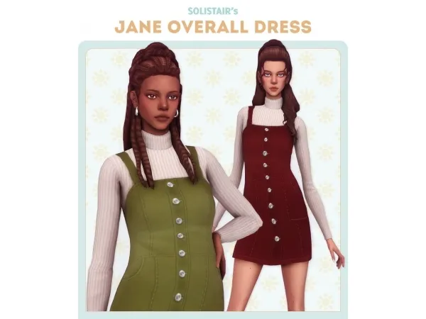 Maxis Match Jane Overall Dress by solistair - The Sims 4 Custom Content