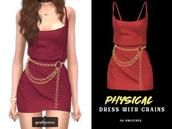 Alpha Physical Dress with Chains by grafity-cc - The Sims 4 Custom Content