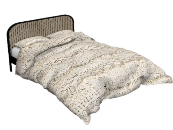 Alpha Rattan Boho Bed sims by Nordica - The Sims 4 Custom Content