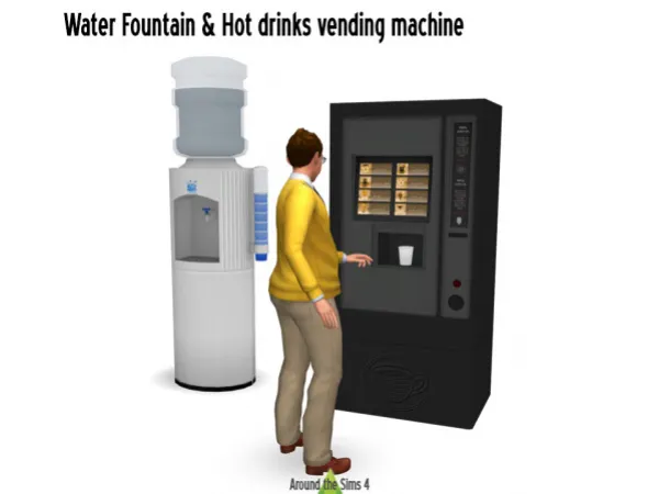 Maxis Match Around Water fountain Hot drink vending machine ( dying computer) - The Sims 4 Custom Content